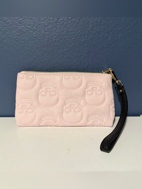 Betsey Johnson Blush Pink Skull Embossed Wristlet Pouch Clutch Edgy Y2K